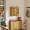 Bathroom Cabinet Wall Cabinet Made of Bamboo with Breathable Louvered Doors, Adjustable Shelf 60 X 20 X 60 Cm Natural Wood