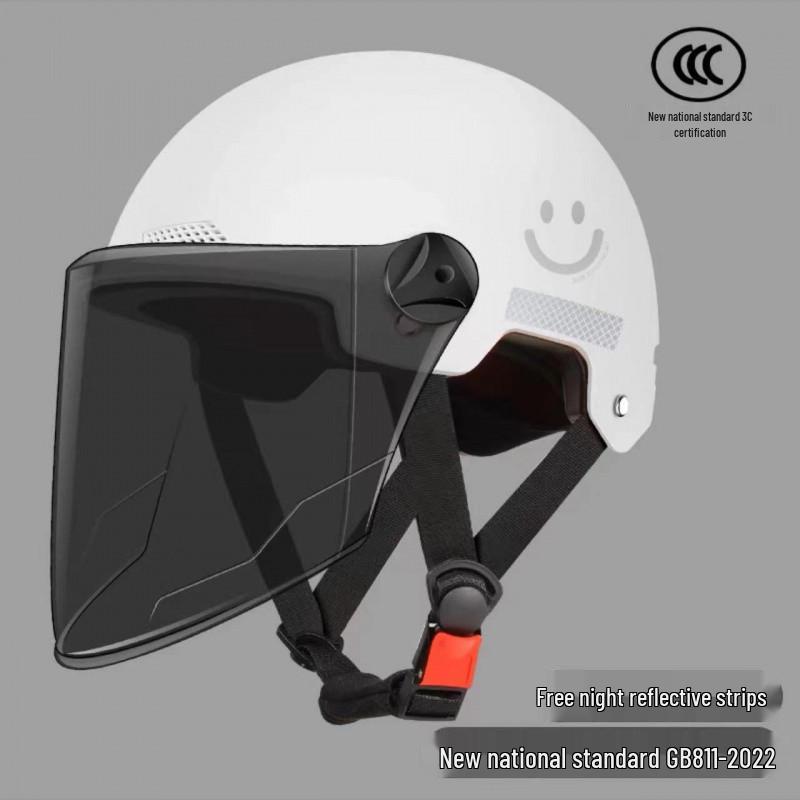 Smiley Face Helmet: New Certified National Standard, Sun-Protected, Ideal for Electric Scooter or Motorcycle Use