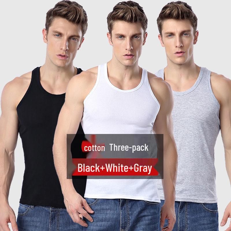 Men's Slim Fit Two-Stripe Quick-Dry Cotton Tank Top