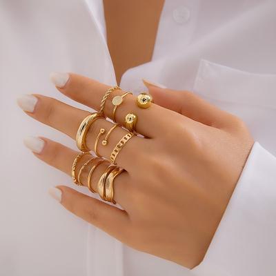 Niche Ring Set Smooth Surface Ring Fashion Open Ring
