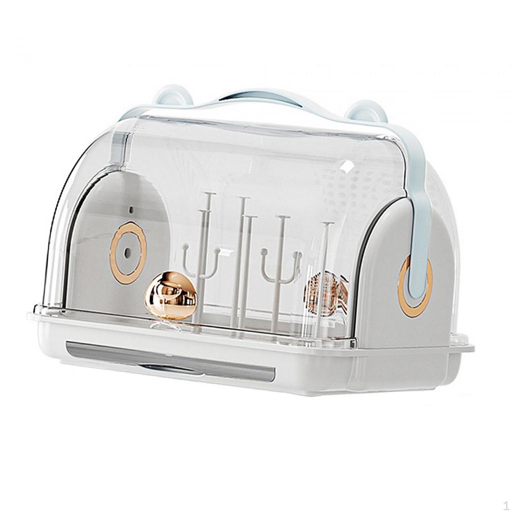 Baby Bottle Drainer Rack Holder, Countertop Dryer, Dustproof ,Nursing Storage Box with
