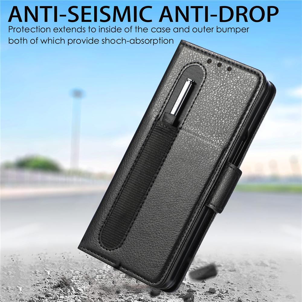 With Pen Holder Card Slot Wallet Leather Cover For Samsung Galaxy Z Fold 3 5G Case Shockproof Phone Cases Coque Fundas No Pen