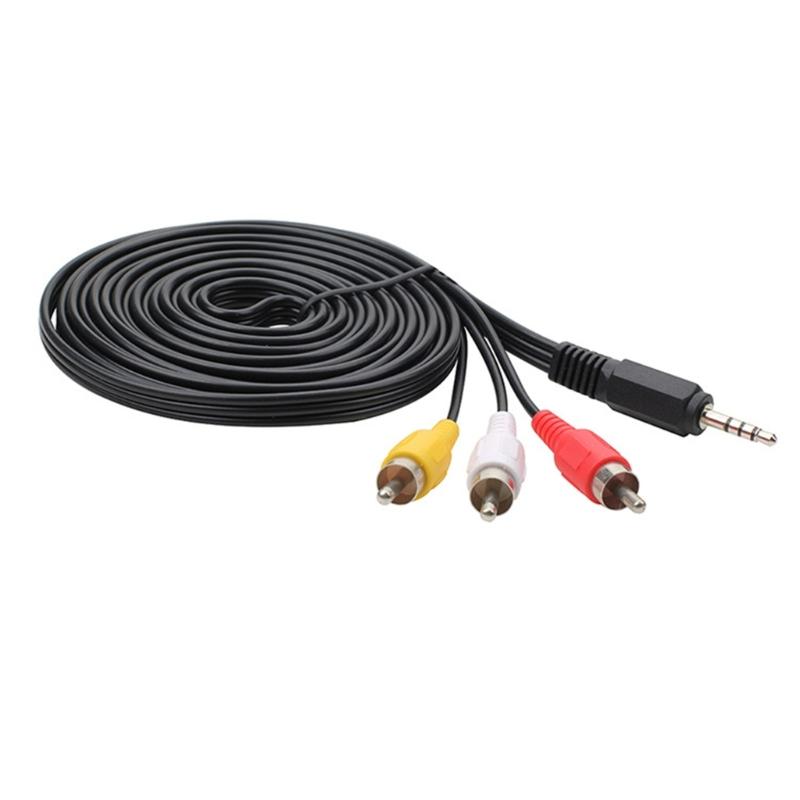 3.5mm Male to 3RCA Male AV Cable Delivering Uncompressed Sound Video Quality Across Multiple Platforms