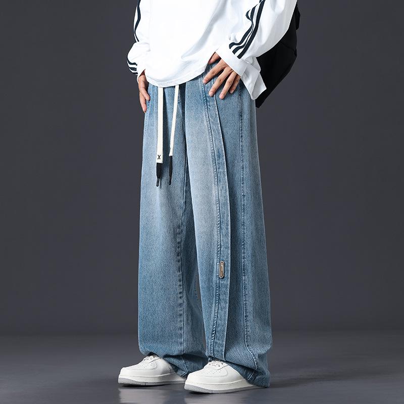 Fleece-Lined Thickened Plus Size Men's Loose Wide-Leg Jeans - Trendy Brand Straight Leg Long Pants for Men and Women