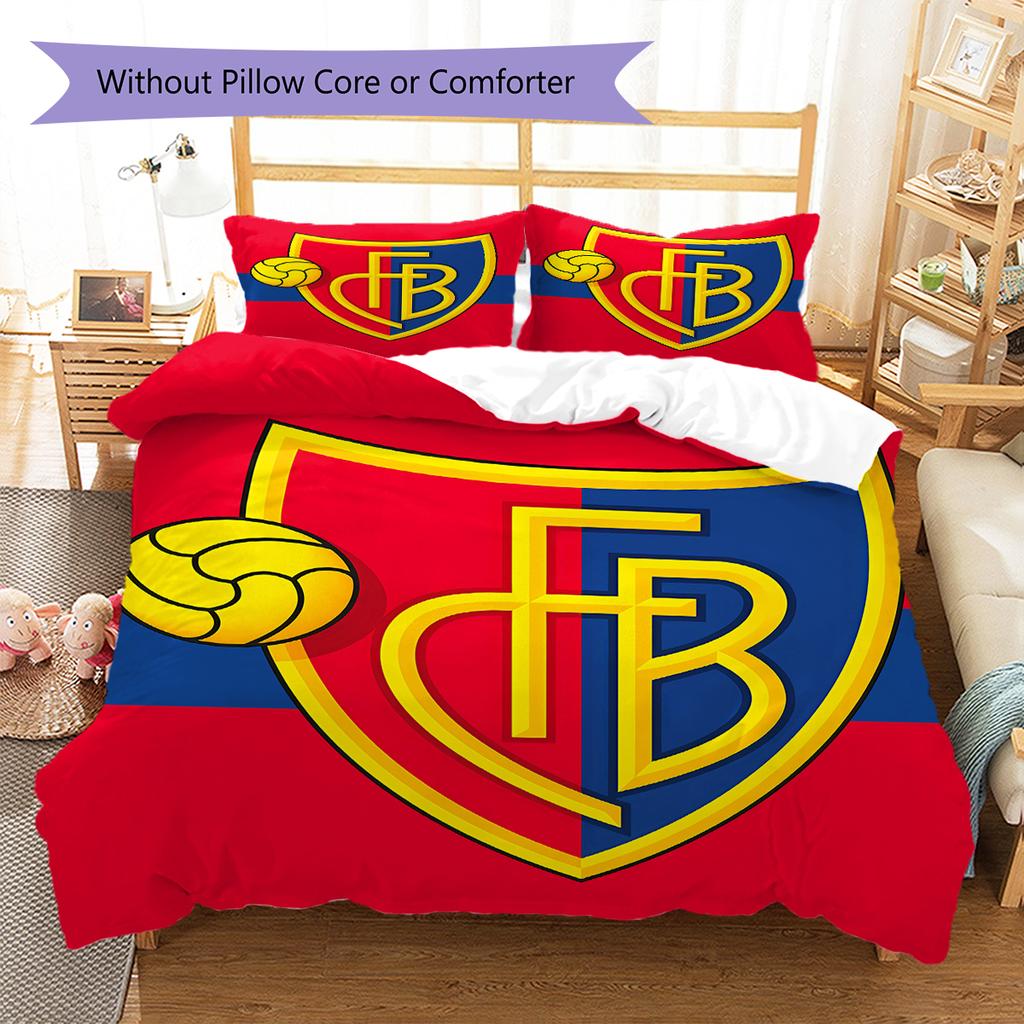 Fotbalový klub Basel Vzorované povlečení, Sada přikrývky Potah na přikrývku Povlak na polštář Domov Narozeninový dárek (1 * povlak na peřinu + 2 * povlak na polštář, bez jádra)