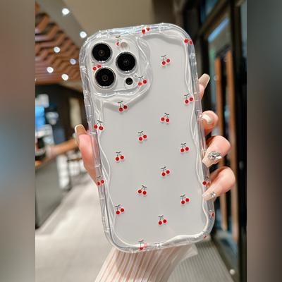 Cute Cherry Pattern TPU Shockproof Phone Case Lens Protection Suitable For iPhone 16 15/15 Plus/15 Pro/15 Pro Max/14/14 Plus/14 Pro/14 Pro Max