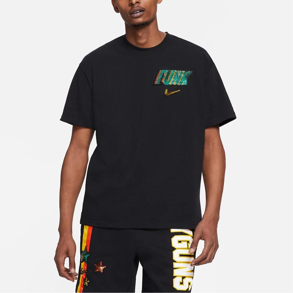 Nike Logo Print Crew Neck Short Sleeve T-Shirt Men Tops Black DB5965-010