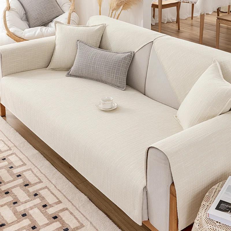 Japanese Cotton Linen Sofa Cover Pet Mat Protector Non-slip Couch Slipcover Four Season Universal Sofa Cushion for Living Room