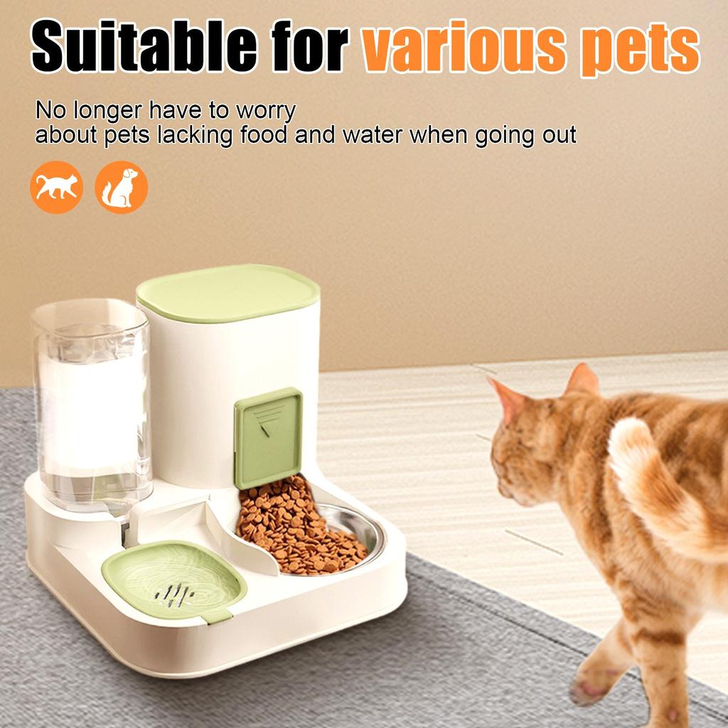 Automatic Pet Feeder And Waterer, Automatic Feeding Cat Food And Waterer Set For Small And Large Cats And Dogs