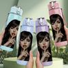 1PC Dark Haired Lady Quiet Portrait 750ml Color Plastic Sports Water Bottle Leakproof Flip Straw Lid For Sports Office Home Use