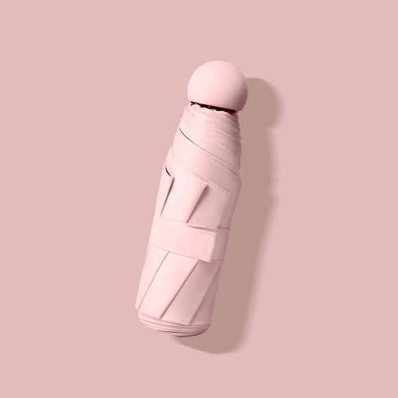 

Мини-зонт-капсула - Двойного назначения для солнца и дождя, Ветроустойчивый, Защита от солнца, Портативный для путешествий на открытом воздухе Iron&6K розовый