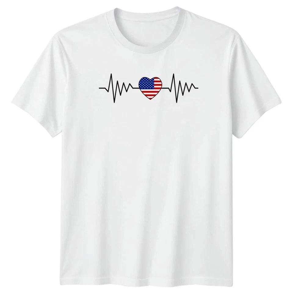 American Heartbeat USA Heart Unisex T Shirt 4th Of July Gift S