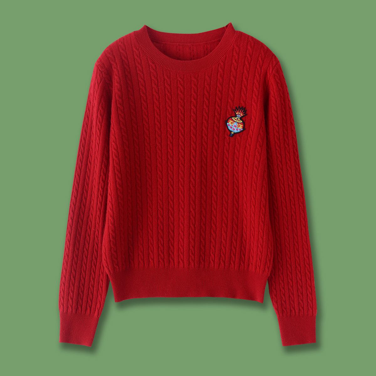 

Xiaohe 25 Весенний шерстяной вязаный свитер в китайском красном цвете M