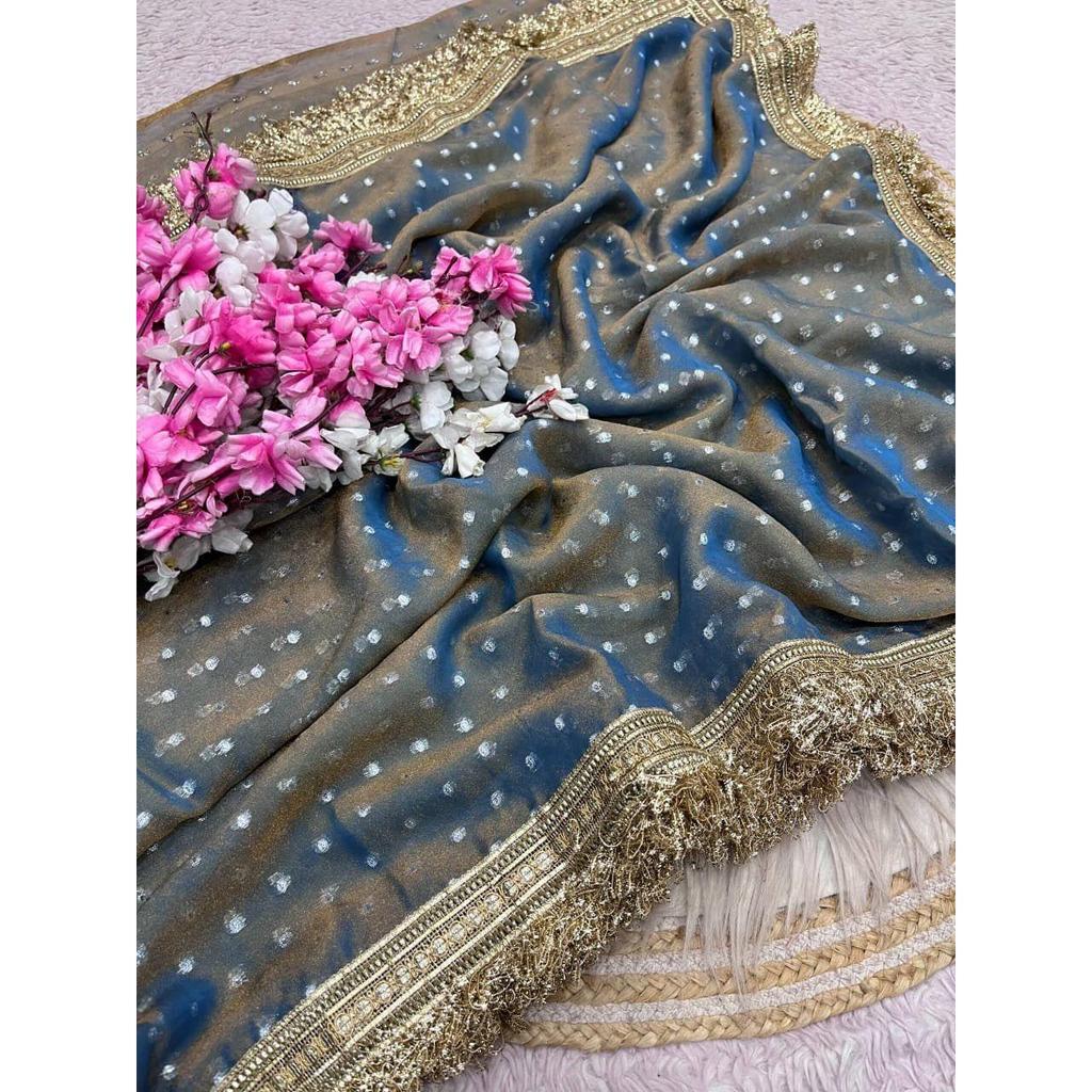 Designer 5 Colour Soft Silk Saree with 1000 Butti & Lace Border – Elegant Traditional Party Wear Collection