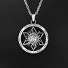 Hexagonal Star Lotus Necklace Hip Hop Street Trendy Men's Pendant Retro Titanium Steel Hexagram Star Necklace