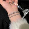 Zirconia Trapezoid Bracelet for Women: High-End Sparkling, Versatile, Exquisite, Stackable Hand Jewelry for Best Friends