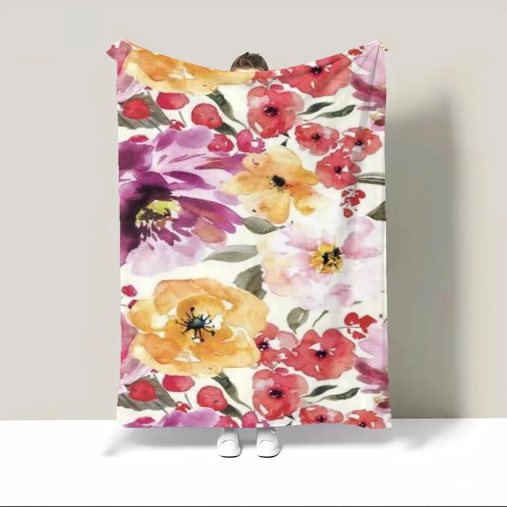 Interior for Home Beauty Flowers Fleece Throw Blanket Sofa Winter Thermal Blankets for Bed Blanket 150cm X 200cm Beach Towel