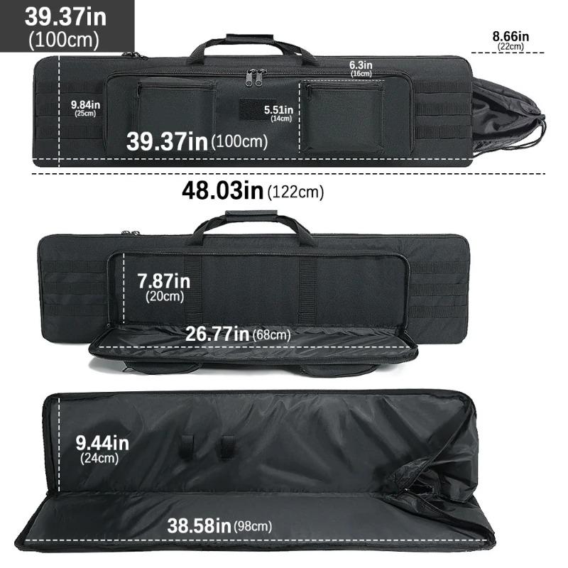 47in/120cm Tactical Rifle Backpack - Universal Carrying Case for Carbine Sniper Airsoft Guns with Shooting Accessory Compartment