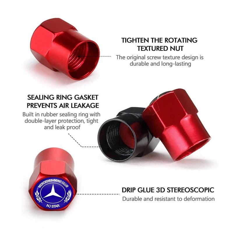 Car Sticker 4pcs Car Wheel Tire Valve Tyre Caps Universal Auto Accessories For Mercedes Benz CLK GLC W212 C200 C300 W203 W204 W2