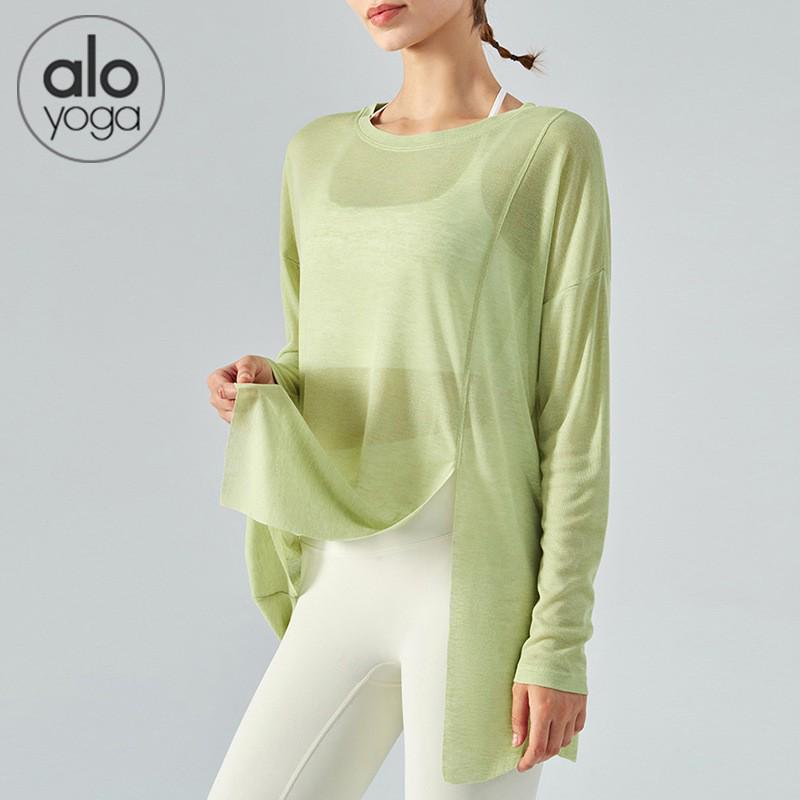 Dámské rychleschnoucí rozdělené tričko na jógu - Dlouhý rukáv, lehké, ležérní tričko