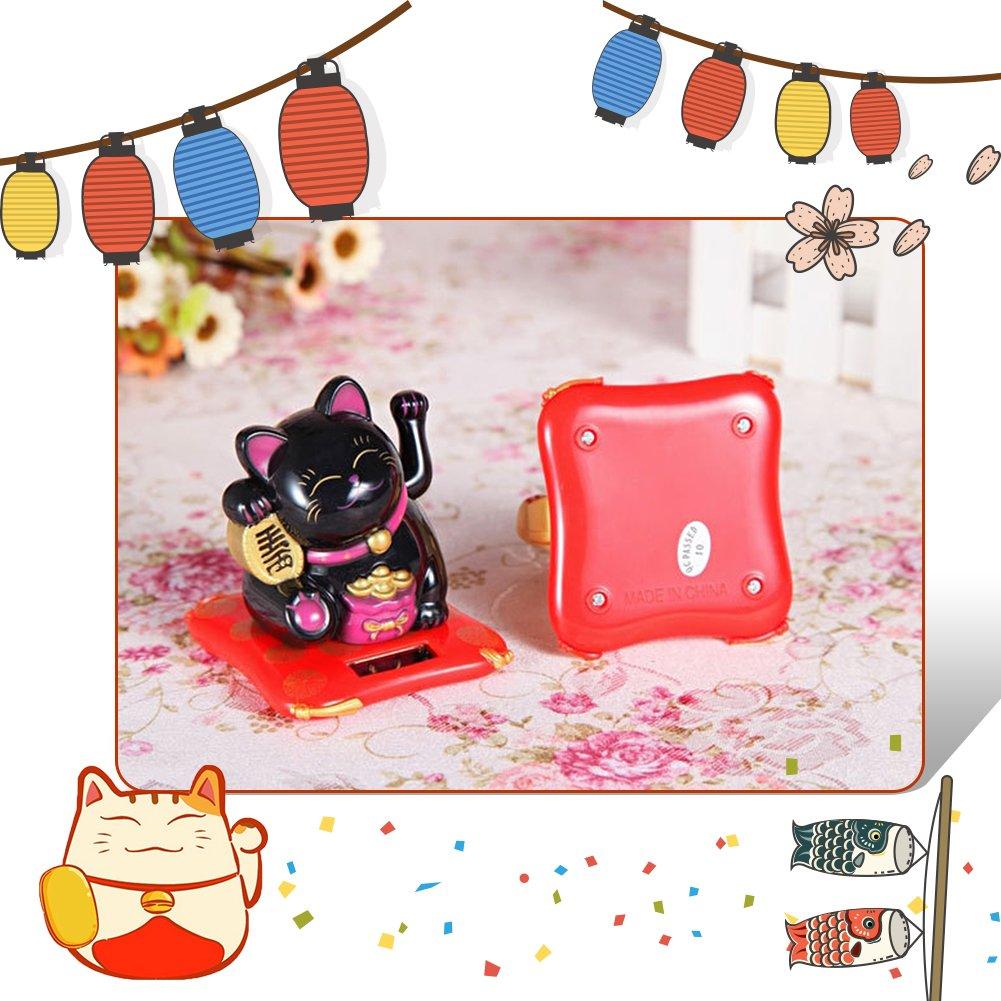 Waving Lucky Cat Solar Battery Movable Solar Battery Energy Saving Automatic Moving Ornament Small Interior Stylish Cute Prayer Prosperous Business