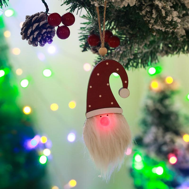 Christmas decoration forest old man with light pendant glowing Santa Claus small pendant window decoration