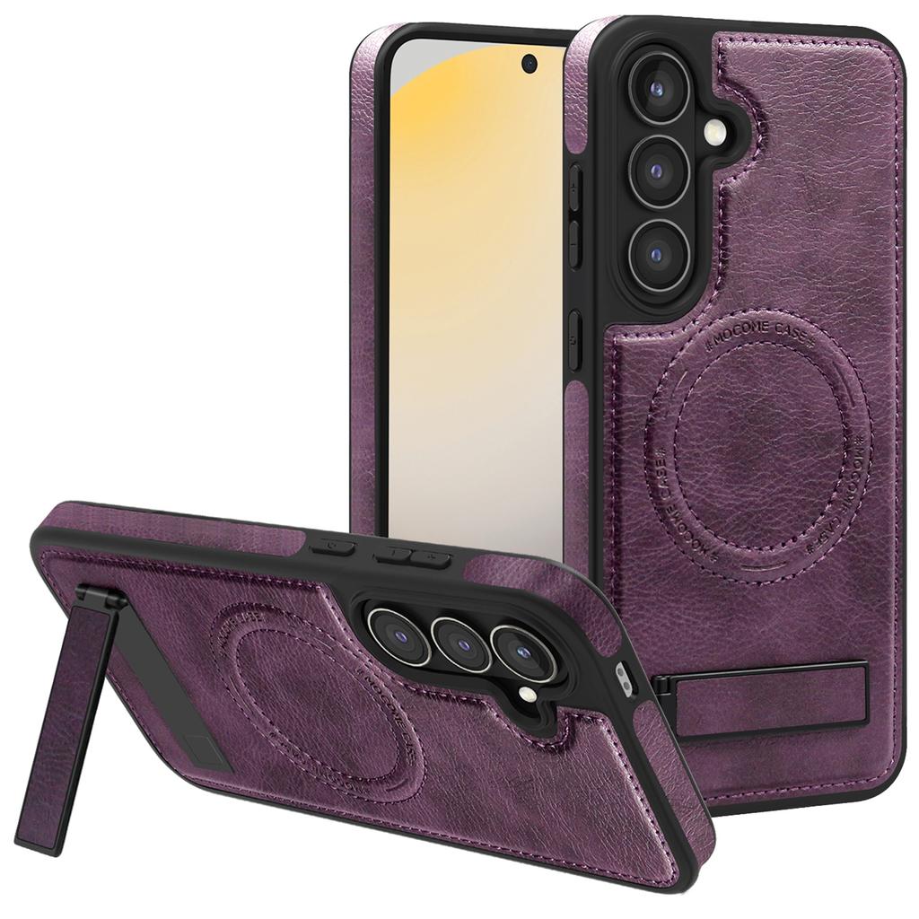 For Samsung Galaxy S24 FE Case Compatible with MagSafe Kickstand Leather Phone Back Cover