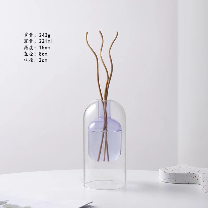 Double Glass Vase Hydroponic Plant Flower Arrangement Glass Empty Bottle Ornaments Simple Essential Oil Aromatherapy Bottle