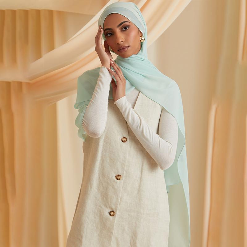 High Quality Plain Color Chiffon Scarf Hijab Headband Head Wrap For Women Muslim Hijabs Scarves