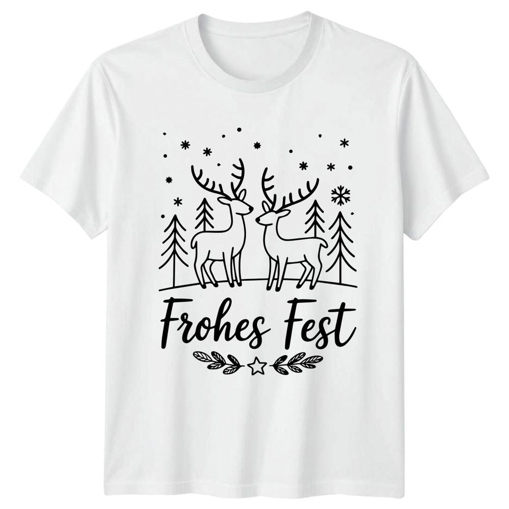 Frohes Fest Christmas Deer Holidays Unisexs TShirt Unisexs Tee Graphic Unisex Top S