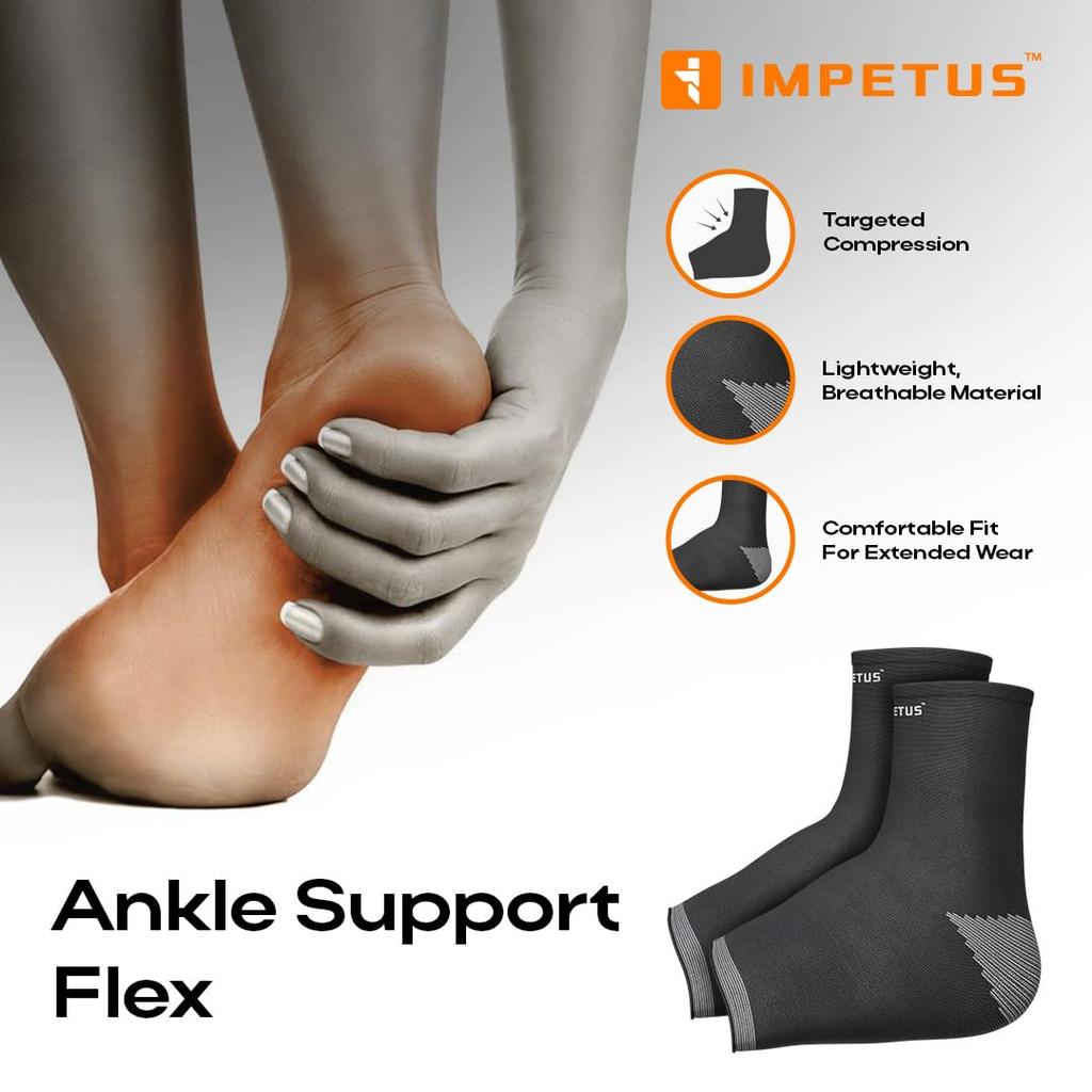 IMPETUS Ankle Support for Pain Relief for Men & Women, Compression Ankle Sleeve for Sprain, Heel Pain, Plantar Fasciitis & Injury Recovery, for D