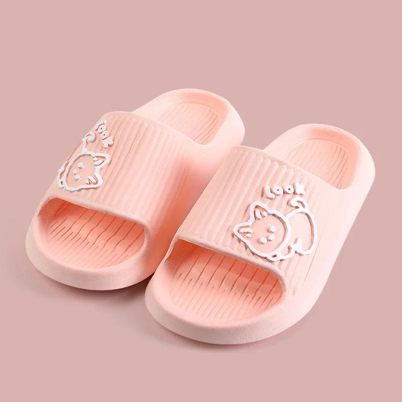 Summer Slippers Bathroom Platform Non-Slip Home Bear Cartoon Flip Flops Beach Women Slipper Sandals Slides Indoor Outdoor 2025