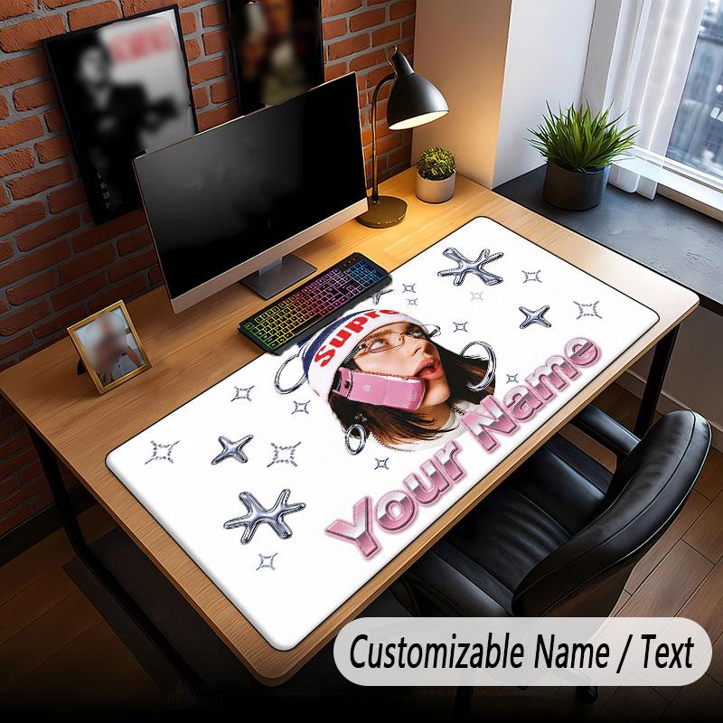 Custom Name Extended Mouse Pad,Billie Eilish Gaming Desk Mat For Home Office Desktop Decor