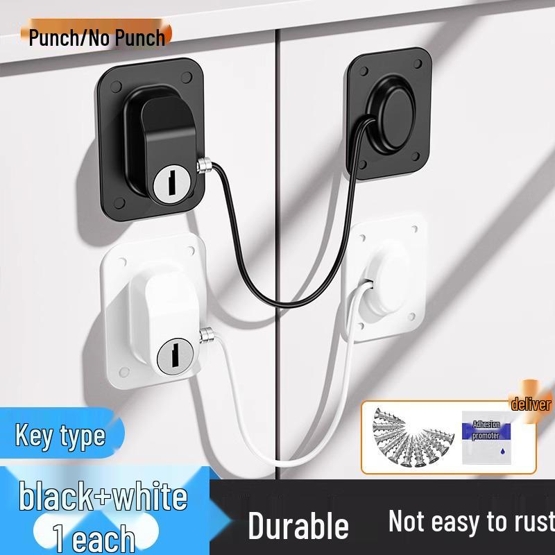 Punch-Free Anti-Theft Refrigerator & Cabinet Lock with Combination for Child Safety