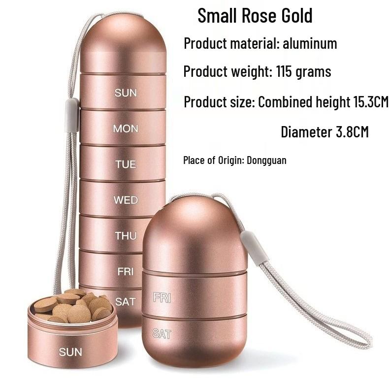 Compact Metal Weekly Pill Box for Travel and Elderly - Convenient, Sealed, Portable Storage