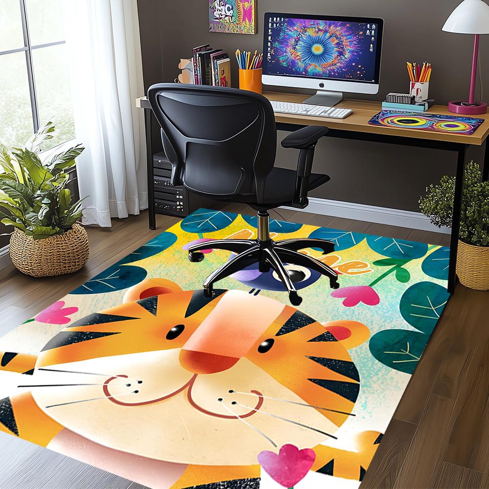 Custom Name Tiger Printed Carpet,Rug for Office Chair Living Room Bedroom Kitchen Room Decor Gifts.