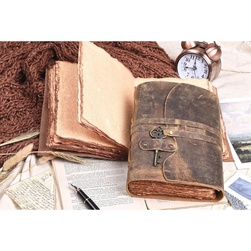 Genuine Leather Diary | Vintage Handmade Leather Journal | Premium Antique Key Closure |
