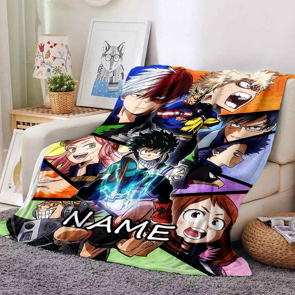 Custom Name My Hero Academia Theme Printed Blanket - Perfect for Couch, Bed, Travel & Outdoor Use | Machine Washable, Cozy & Durable.