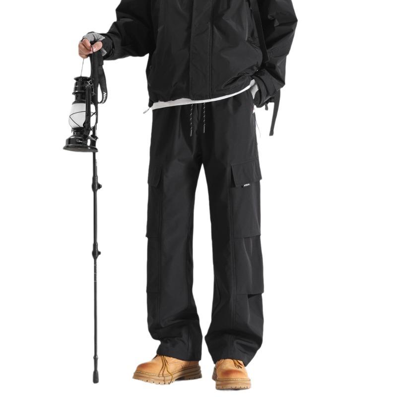 Men's new velvet optional straight overalls spring autumn and winter casual pants men's wide-leg loose youth trousers