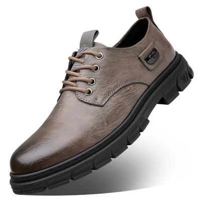 FashionAutumn Winter New Big Head Platform Shoes Men Fashion Casual Cow Leather Casual Work Shoes Male England Lace Ankle Boots Men