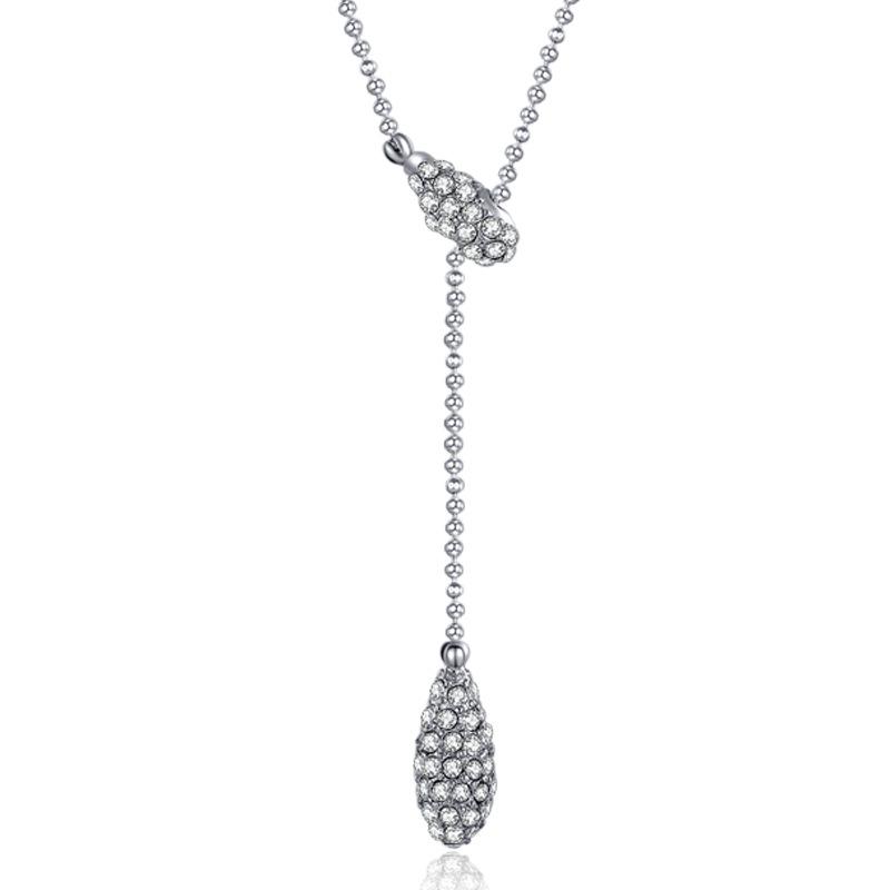High Water Drop Type Fashionable Personalized Pull Adjustment Design Full Of Diamonds Super Flash Exquisite Feminine Light Luxury Necklace