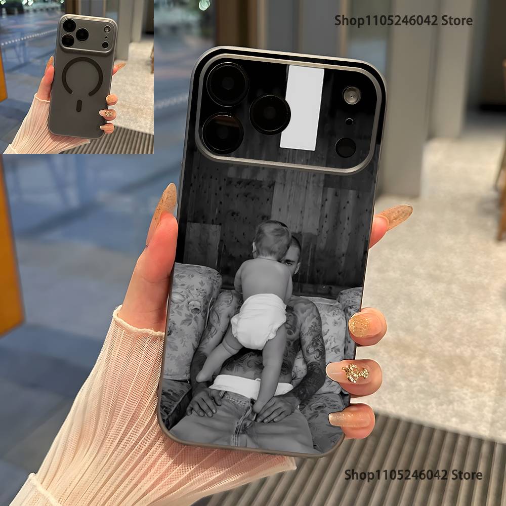 J-Justin B-Bieber Swag II Průhledný šedý kryt na telefon Pro iPhone 17,16,15,14,13,12,11,Pro,Max,Plus Magnetické bezdrátové nabíjení