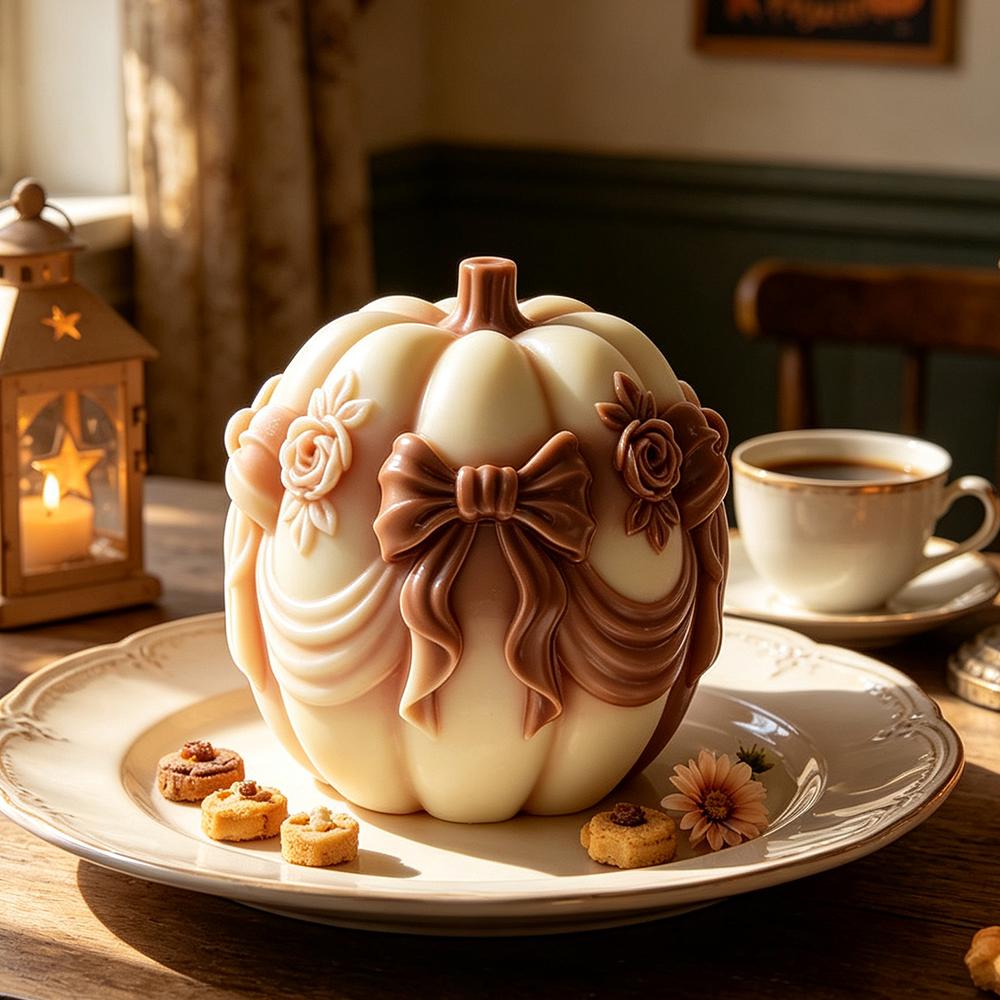 Halloween Pumpkin Candle Silicone Mold DIY Bow Tie Pumpkin Design Plaster Casting Mould Halloween Decor Candle Making Supplies