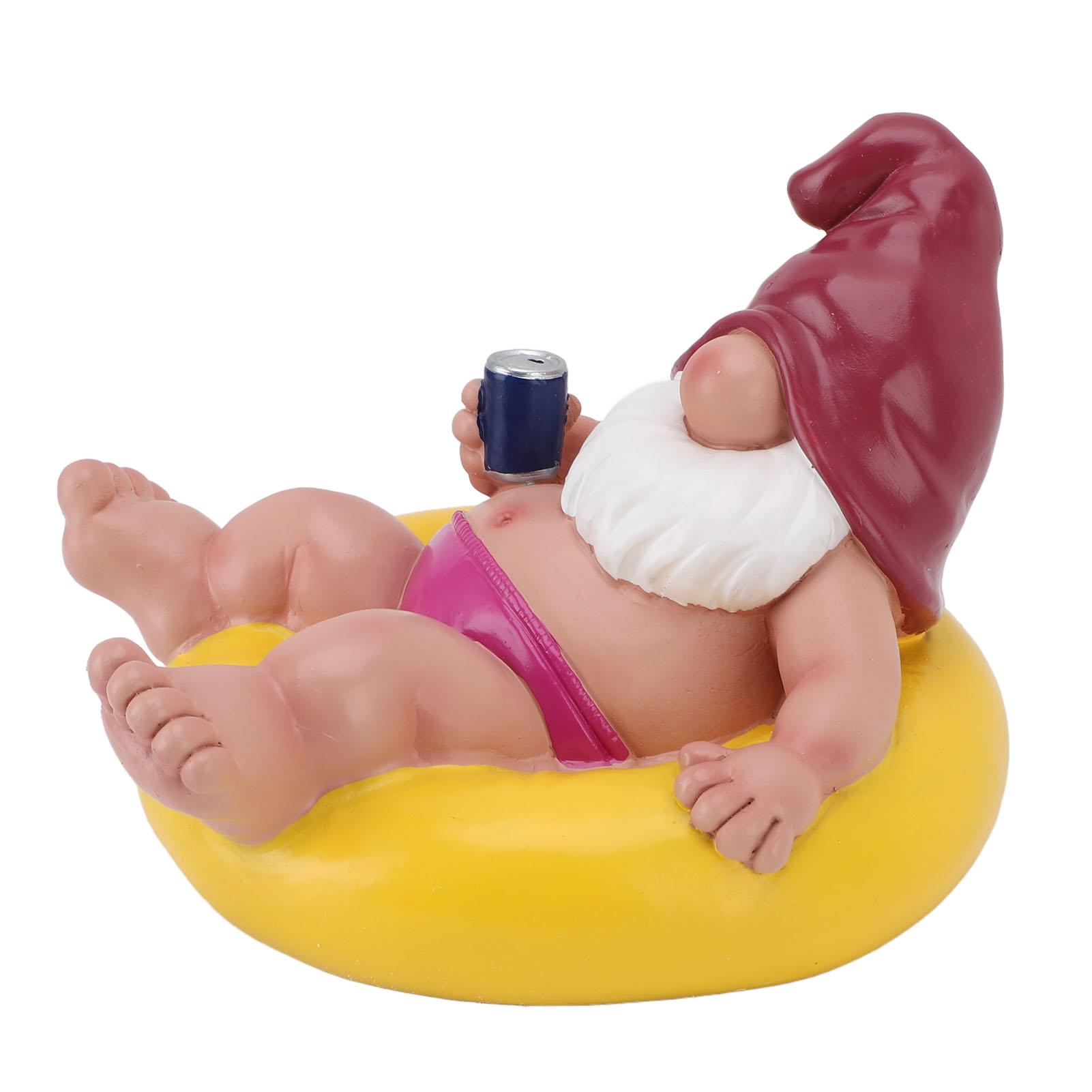 

Pool Gnome Statue Resin Pool Party Relaxing Funny Garden ing Gnome Figurine for Outdoor Decor