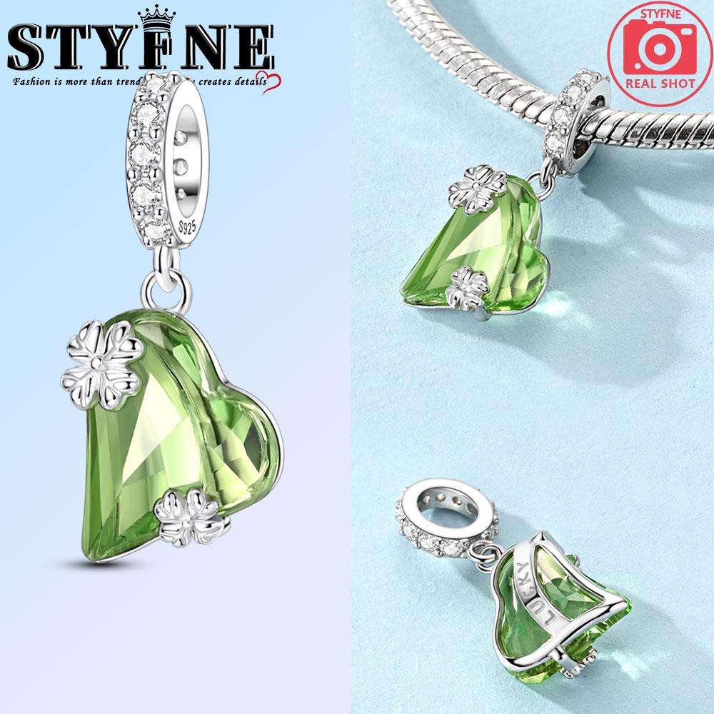 Copper Green Snow Lotus Crooked Heart Four-Leaf Grasspendant Jewelry Fit Original Bracelet For Women Diy Gift