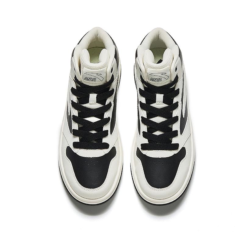 New Anta Life Collection Anti-Slip Wear-Resistant Mid-Top Skateboard Shoes Women's White Black 922448083-1