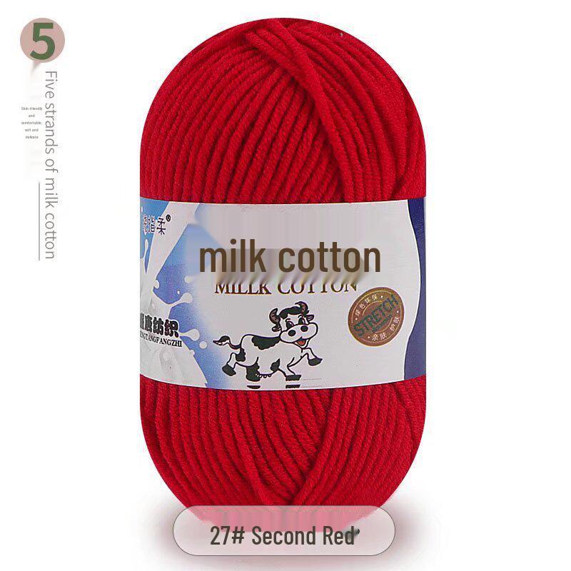 Five-Strand Milk Cotton Yarn for Crochet: Medium-Thick, Hand-Knitted DIY Kit for Dolls, Shoes, Scarves.