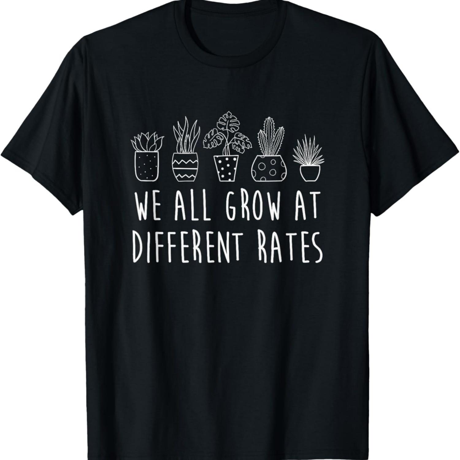 We All Grow At Different Rates Plants Print T-Shirt S чёрный