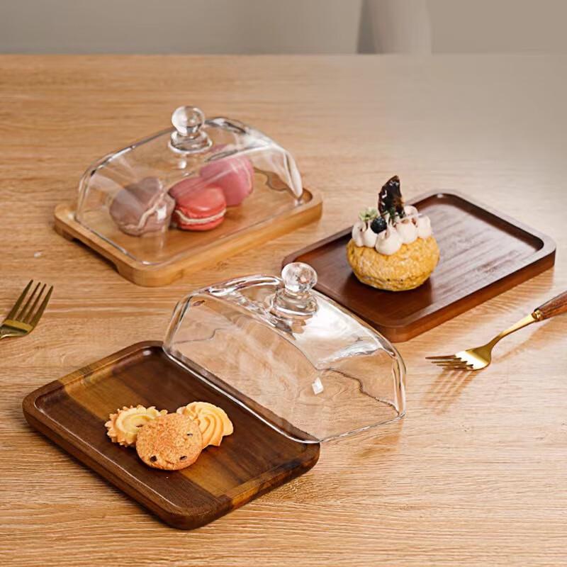 

Wooden Rectangular Serving Dish with Glass Lid