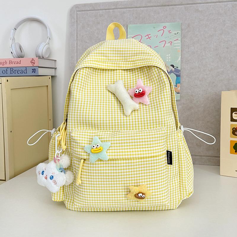 Small fresh schoolbag female college student Korean version cute plaid backpack junior high school student cute girl travel backpack tide